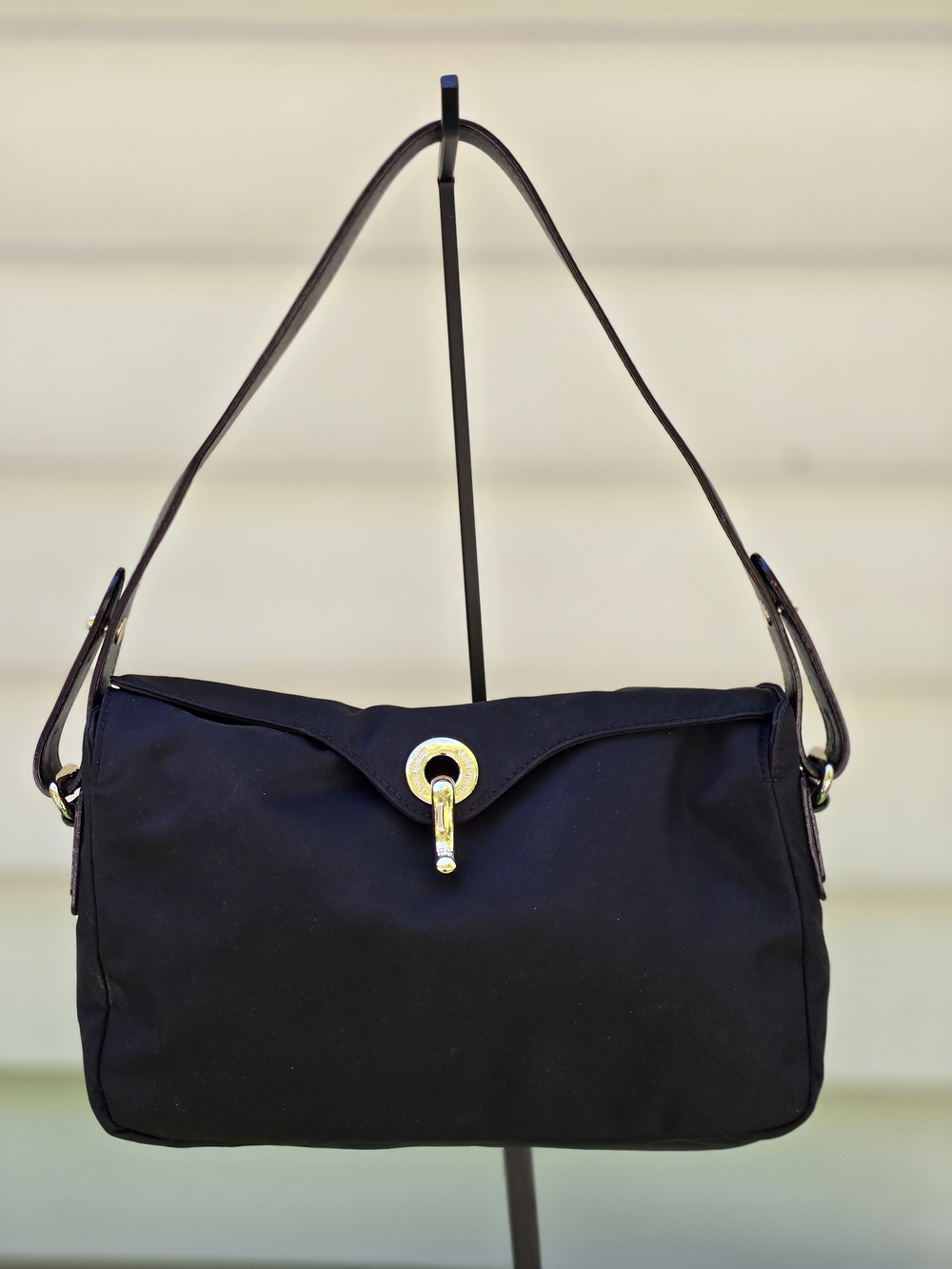 KATE SPADE NWOT Classic Black Nylon Shoulder Bag with Gold Accent